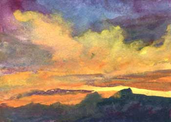 2nd Place - "Beautiful Summer Sunset" by Mary Lou Lindroth, Rockton - Watercolor - SOLD